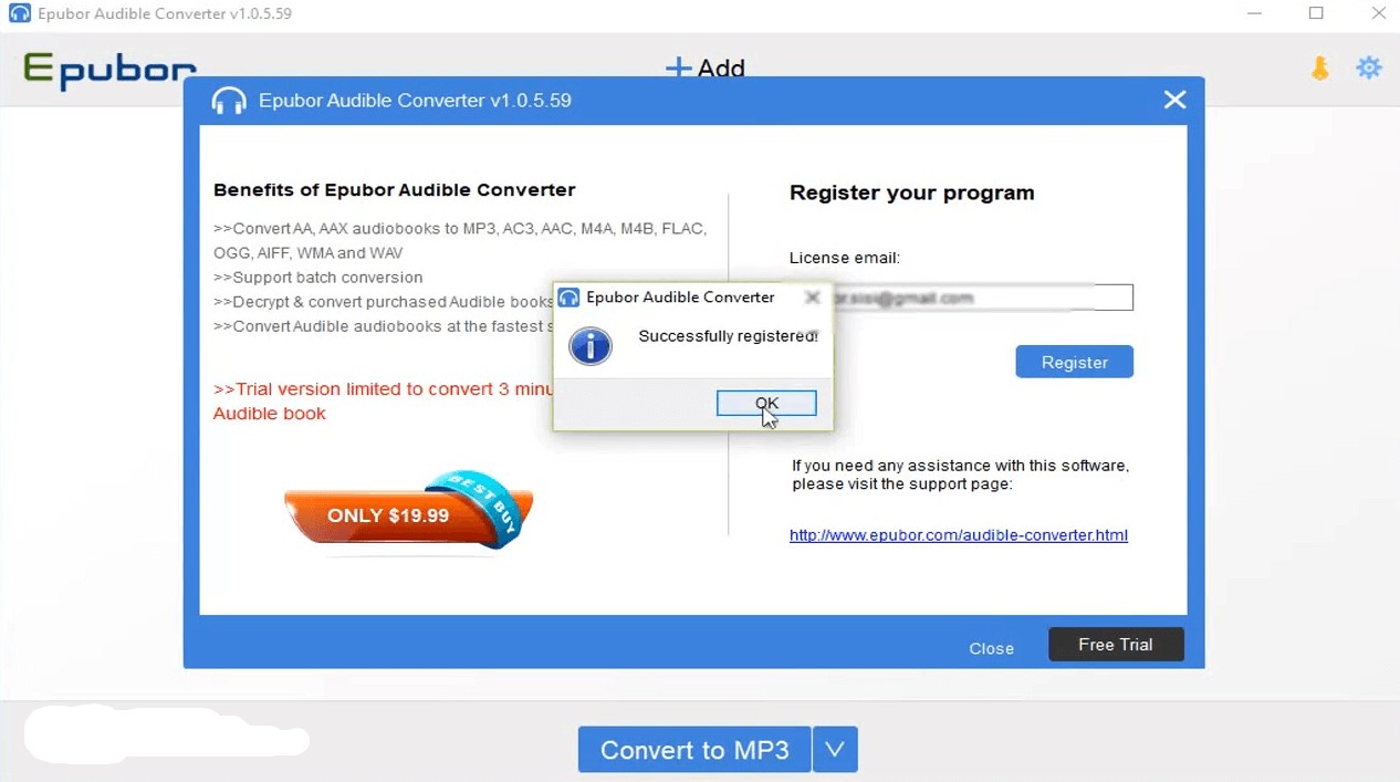 epubor audible converter license