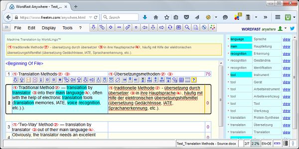 wordfast classic reverse language